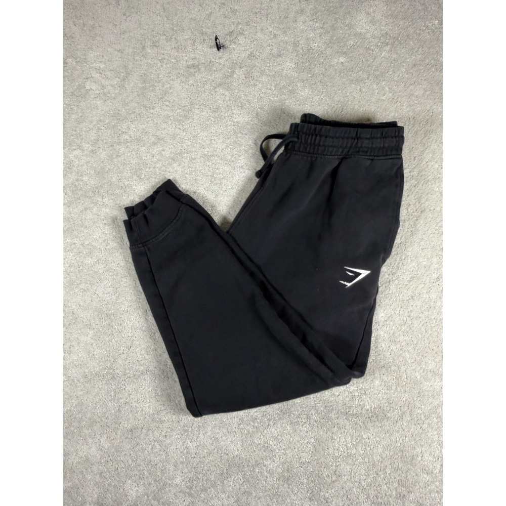 Gymshark Mens M Black Joggers Sweatpants Athletic Cuffed‎ Drawstring Tapered